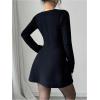 imageSOLY HUX Womens Sweater Dress Button Down V Neck Long Sleeve Knit A Line Mini DressesPure Black