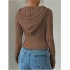 imageSOLY HUX Womens Zip Up Hooded Crop Cardigan Cable Knit Hoodies Long Sleeve Y2k Sweater JacketCoffee Brown