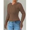 imageSOLY HUX Womens Zip Up Hooded Crop Cardigan Cable Knit Hoodies Long Sleeve Y2k Sweater JacketCoffee Brown