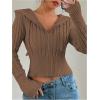 imageSOLY HUX Womens Zip Up Hooded Crop Cardigan Cable Knit Hoodies Long Sleeve Y2k Sweater JacketCoffee Brown