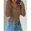 imageSOLY HUX Womens Zip Up Hooded Crop Cardigan Cable Knit Hoodies Long Sleeve Y2k Sweater JacketCoffee Brown