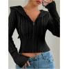 imageSOLY HUX Womens Zip Up Hooded Crop Cardigan Cable Knit Hoodies Long Sleeve Y2k Sweater JacketSolid Black