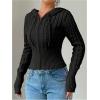imageSOLY HUX Womens Zip Up Hooded Crop Cardigan Cable Knit Hoodies Long Sleeve Y2k Sweater JacketSolid Black