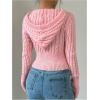 imageSOLY HUX Womens Zip Up Hooded Crop Cardigan Cable Knit Hoodies Long Sleeve Y2k Sweater JacketSolid Pink