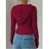imageSOLY HUX Womens Zip Up Hooded Crop Cardigan Cable Knit Hoodies Long Sleeve Y2k Sweater JacketSolid Red