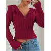 imageSOLY HUX Womens Zip Up Hooded Crop Cardigan Cable Knit Hoodies Long Sleeve Y2k Sweater JacketSolid Red