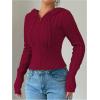 imageSOLY HUX Womens Zip Up Hooded Crop Cardigan Cable Knit Hoodies Long Sleeve Y2k Sweater JacketSolid Red