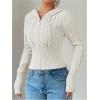 imageSOLY HUX Womens Zip Up Hooded Crop Cardigan Cable Knit Hoodies Long Sleeve Y2k Sweater JacketSolid White