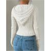 imageSOLY HUX Womens Zip Up Hooded Crop Cardigan Cable Knit Hoodies Long Sleeve Y2k Sweater JacketSolid White