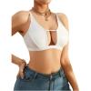 imageSOLY HUX Bras for Women PU Leather Bra Contrast Mesh Comfort BraletteSolid White