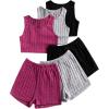 imageSOLY HUX Girls 6 Piece Outfits Summer Sleeveless Tank Tops and Shorts Clothing SetsMulticoloured