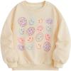 imageSOLY HUX Girls Graphic Print Round Neck Sweatshirt Long Sleeve Drop Shoulder Pullover TopsApricot Graphic