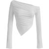 imageSOLY HUX Girls Off Shoulder Long Sleeve Shirts Y2k Asymmetrical Fitted Tee Shirt Crop TopsPure White