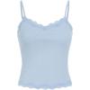 imageSOLY HUX Girls Sleeveless Lace Trim Camisoles Spaghetti Strap Ribbed Crop Tank TopsPlain Light Blue