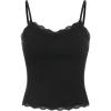imageSOLY HUX Girls Sleeveless Lace Trim Camisoles Spaghetti Strap Ribbed Crop Tank TopsPure Black