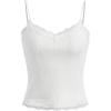 imageSOLY HUX Girls Sleeveless Lace Trim Camisoles Spaghetti Strap Ribbed Crop Tank TopsWhite Plain