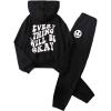 imageSOLY HUX Girls Sweatsuit 2 Piece Outfits Casual Graphic Long Sleeve Hoodies Sweatshirts and Sweatpants Set Fall ClothesBlack Printe