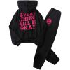 imageSOLY HUX Girls Sweatsuit 2 Piece Outfits Casual Graphic Long Sleeve Hoodies Sweatshirts and Sweatpants Set Fall ClothesBlack Printed