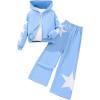 imageSOLY HUX Girls Sweatsuits 2 Piece Outfits Star Graphic Long Sleeve Zip Up Hoodie Jacket and Pants SetBlue Star