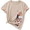 imageSOLY HUX Girls T Shirts Short Sleeve Cute Graphic Tees Crewneck Cartoon Cat Print Summer TopsApricot Graphic