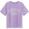 imageSOLY HUX Girls T Shirts Short Sleeve Cute Graphic Tees Crewneck Cartoon Cat Print Summer TopsViolet Purple Letter Print