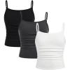 imageSOLY HUX Girls Tank Tops 3 Packs Cute Ruched Spaghetti Strap Camisole Slim Fit UndershirtsBlack Grey White