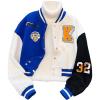 imageSOLY HUX Girls Varsity Jacket Color Block Letter Graphic Button Down Long Sleeve Baseball Jacket OuterwearMulticoloured