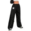 imageSOLY HUX Girls Y2k Baggy Wide Leg Pants Drawstring Waist Trousers with Pocket StreetwearBlack Star