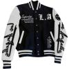 imageSOLY HUX Mens Varsity Jacket Color Block Letter Graphic Print Long Sleeve Casual Baseball JacketBlack and White Letter