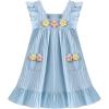 imageSOLY HUX Toddler Girls Floral Applique Dress Square Neck Cap Sleeve Ruffle Hem Summer Midi DressesLight Blue