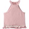 imageSOLY HUX Toddler Girls Fringe Trim Halter Top Sleeveless Summer Boho Crop Cami TopsSolid Pink