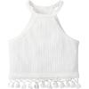 imageSOLY HUX Toddler Girls Fringe Trim Halter Top Sleeveless Summer Boho Crop Cami TopsSolid White