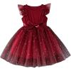 imageSOLY HUX Toddler Girls Mesh Birthday Dress Ruffle Sleeve Long Dress Belted A Line Flared Party Tutu DressesRed Star