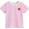 imageSOLY HUX Toddler Girls Striped Print Short Sleeve Tee Shirts Heart Crewneck Cute Summer TopsPink Striped