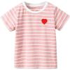 imageSOLY HUX Toddler Girls Striped Print Short Sleeve Tee Shirts Heart Crewneck Cute Summer TopsPink and White