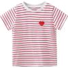 imageSOLY HUX Toddler Girls Striped Print Short Sleeve Tee Shirts Heart Crewneck Cute Summer TopsRed and White