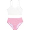 imageSOLY HUX Toddler Girls Two Piece Swimsuit Color Block Bikini Sets Ribbed Knit Bathing Suits White and Pink 6Y