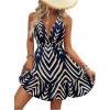 imageSOLY HUX Womens Allover Print Summer Dress Halter Deep V Neck Ruffle Hem Short DressesBlue Chevron