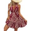 imageSOLY HUX Womens Allover Print Summer Dress Halter Deep V Neck Ruffle Hem Short DressesRed Chevron