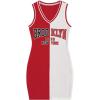 imageSOLY HUX Womens Letter Graphic Print Color Block V Neck Sleeveless Bodycon Mini DressWhite Red