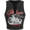 imageSOLY HUX Womens Letter Graphic Tank Top Notched V Neck Sleeveless Summer Crop Tops StreetwearDark Grey Motorcycle
