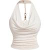 imageSOLY HUX Womens Plus Size Halter Draped Front Backless Tank Top Sleeveless Y2k Crop TopsApricot Rhinestone