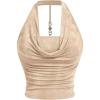 imageSOLY HUX Womens Plus Size Halter Draped Front Backless Tank Top Sleeveless Y2k Crop TopsSolid Apricot