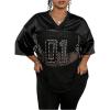 imageSOLY HUX Womens Plus Size Jersey Shirts Lace Sheer V Neck Half Sleeve Number Graphic Tees Casual T ShirtBlack Number