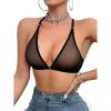 imageSOLY HUX Womens Sheer Mesh Front Closure Bra Deep V Neck Wireless Push Up Lingerie BralettesPure Black