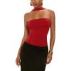 imageSOLY HUX Womens Sleeveless Halter Bodysuit Open Back Body Suits Sexy Party Slim Fit Backless TopsPure Red