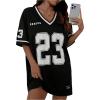 imageSOLY HUX Womens Summer Dresses V Neck Short Sleeve Jersey TShirt Dress Loose Mini DressBlack Graphic