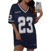 imageSOLY HUX Womens Summer Dresses V Neck Short Sleeve Jersey TShirt Dress Loose Mini DressDark Blue