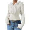 imageSOLY HUX Womens Zip Up Hooded Crop Cardigan Cable Knit Hoodies Long Sleeve Y2k Sweater JacketSolid White