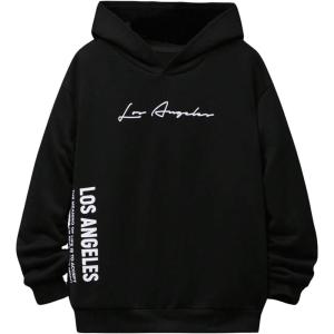 imageSOLY HUX Boys Hoodies Letter Graphic Sweatshirt Drop Shoulder Long Sleeve Casual Pullover TopsBlack Letter